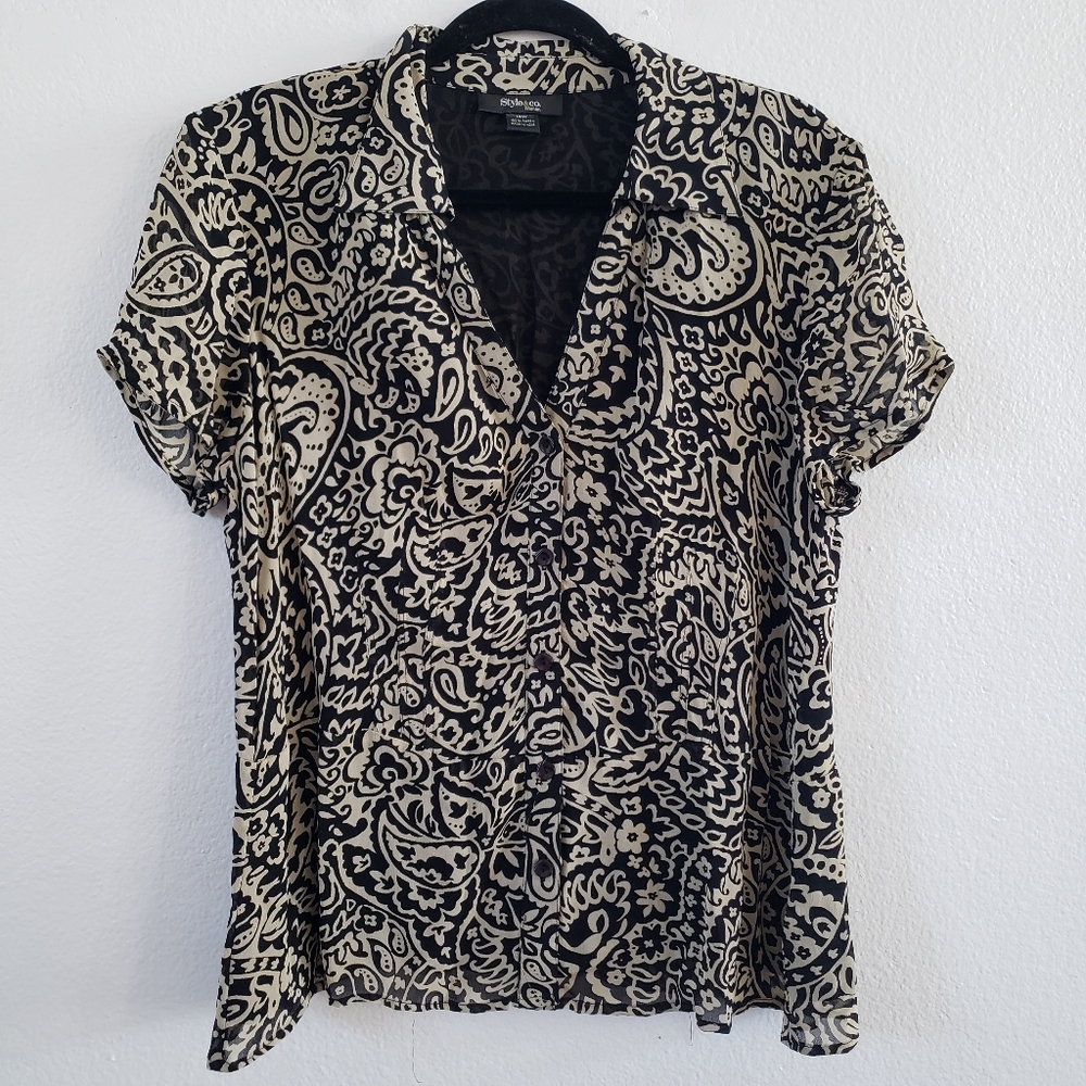 Womens Style Co Top 14W Plus Size Black Lined